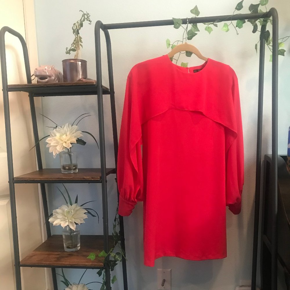 Zara Darling Hot Pink dress with cope like sleeves